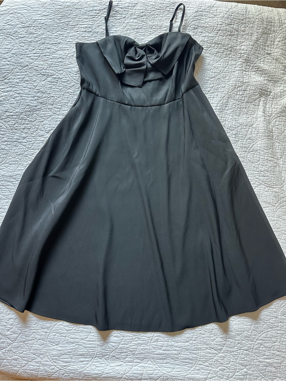a new day Black Spaghetti-Strap Midi Dress with Bow Detail